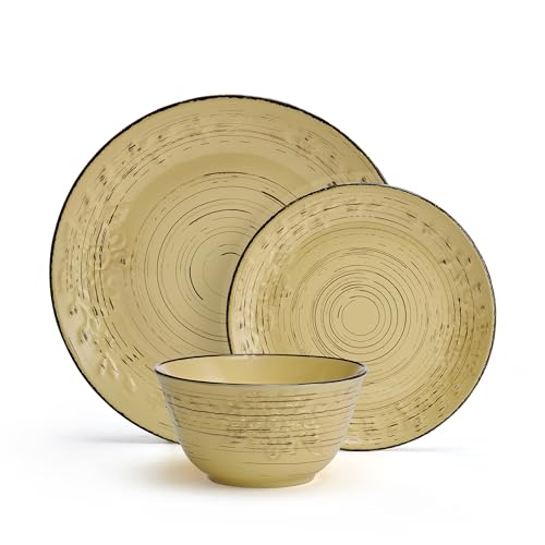 Image of Pfaltzgraff Trellis Sunflower 12 Piece Dinnerware Set, Service for 4, Yellow