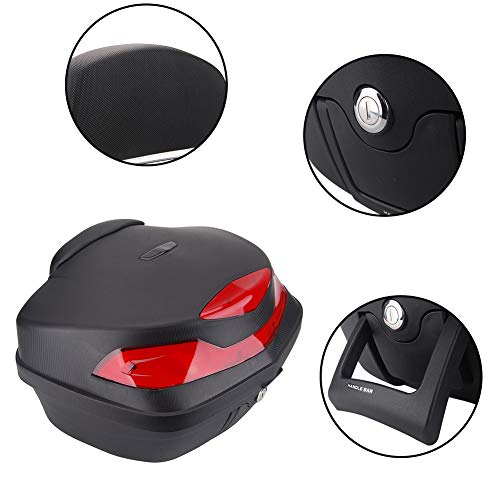 Comie Motorcycle Tour Tail Box Trunk Luggage Top Lock Storage Carrier Case W/Soft Backrest&Handle - 48L Capacity - Can Store Helmet #TOP3