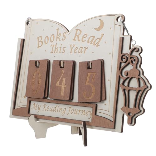 ULTECHNOVO Contatore Libri Letti Annuale in Legno Robusto Tracker Manuale Portatile, Cartello Decorativo per Biblioteca Domestica e Aula, Arredamento Funzionale per Spazio Lettura