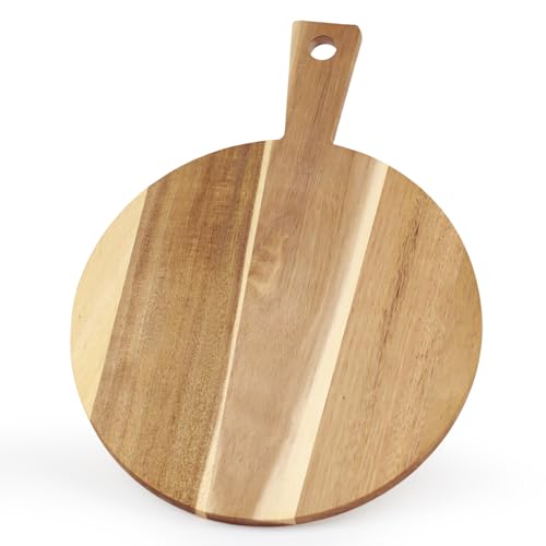Tabla redonda de madera Acacia con mango 30 cm miniatura 1