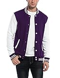 COOFANDY Men's Stylish Varsity Jacket Plain Baseball Jacket Casual Letterman Jacket