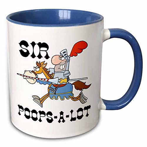 3dRose Funny Knight Sir Poops A Lot 15oz Two-Tone Blue Mug