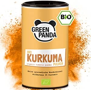 GREEN PANDA® Kurkuma Pulver BIO in höchster Premium Qualität | laborgeprüft und zertifiziert | extra fein gemahlener Kurkuma bio | perfekt für Goldene Milch | 170g Cover