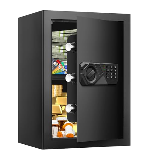 3.0 Cuft Fireproof Safe for Home Use, Digital Home Safes Fireproof Waterproof with Programmable Keypad, Backup Keys and Alarm System, Anti-Theft Home Security Safe Box for Document Money Medicines