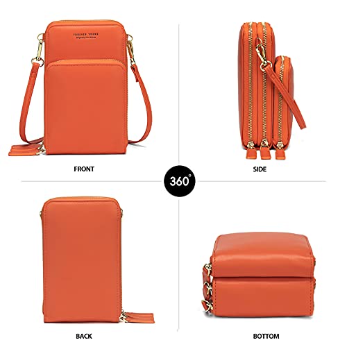 Image of myfriday Small Cell Phone Crossbody Bag, Multi-pocket & 6 Card Slots | 6 card slots, multi-pocket zipper layout and soft synthetic leather keep phone, lipstick, coins and keys ready outdoors