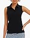 Stelle Women's Sleeveless Golf Polo Shirts UPF 50+ Collared V Neck Dry Fit Lightweight Workout Tennis Tank Tops (Black, L)