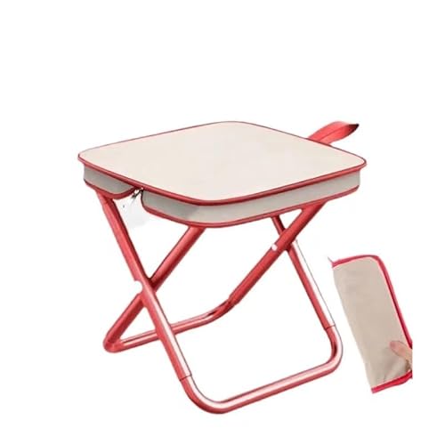 GRUKFE Portable Stool, 13 Inch Small Folding Stool for Adults, Ultralight Black Camping Stools for Hiking and Fishing, Hold Up to 265 LBS (Red)