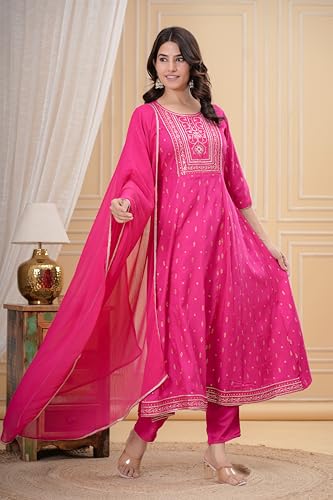 Image of MANHAREE | Women's Rayon Kurta with Pant & Dupatta Set