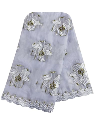 Foulard africain islamique femme coton brodé : grand hijab pashmina et turban de fête