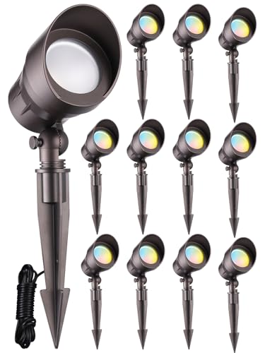 LEONLITE 12-Pack 5CCT Low Voltage LED Landscape Spotlight, Update 1800K2700K3000K4000K5000K...