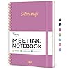 Meeting Notebook for Work Organization - Work Planner Notebook with Action Items, Agenda Planner for Note Taking, 160 Pages (6.9" X 9.9") Project Organizer for Men & Women - Purple