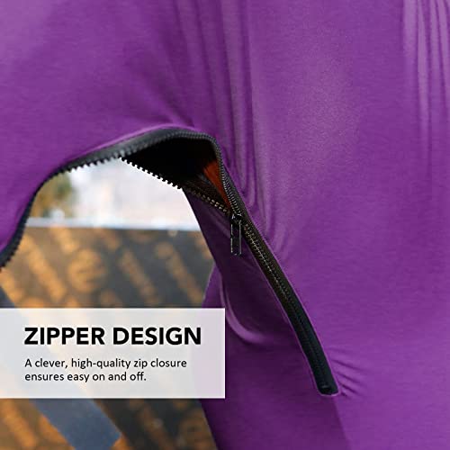 Image of Harrison Howard Stretch Horse Slinky Hood All-Covered Comfortable Horse Sleazy Neck with Zipper - Purple Large