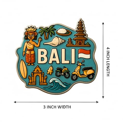 Image of Souvenir Fridge Magnet | 4x3 Inch Collectible Travel Decor | Strong & Durable Refrigerator Magnet with Iconic Landmarks for Travelers (Bali)