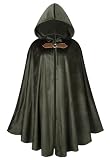 LMYOVE Men Hooded Cloak Adult Medieval Renaissance Costume with Hood Velvet Cape...