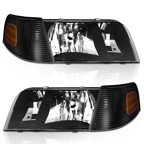 WEELMOTO for 1998-2011 Ford Crown Victoria Headlights Assembly, Headlight fit 98-11 Ford Crown Victoria W/Corner Parking Turn Signal Lamp Replacement