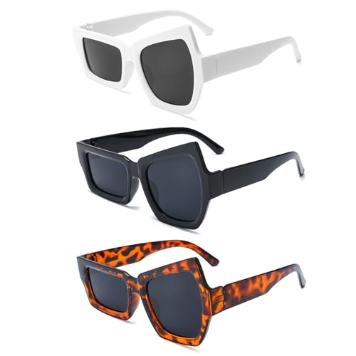 Ya en mundofriki.es: KASESSS 3 Pares Gafas de Sol Mujer, Gafas de Sol Cuadradas Vintage, Divertido Unisex Gafa de Sols, Irregular Gafa de Sols Asimétricas para Mujer Hombre, Multicolor Protección UV Decoración y Confort