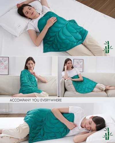 Image of Kaisa Weighted Blanket for Adults(5 lbs, 23 inchx29 inch), Weighted Lap Blanket Machine Washable, Small Heavy Blankets with Glass Beads for Home Sleep &Travel,Green