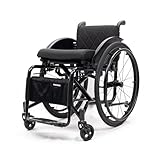 Foldable Lightweight Sports Wheelchair Adult Aluminum Adjustable Footrest and Seat Height, Handbrakes Quick Release Rear Wheels(Black,Seat Width 40cm/15.74in)