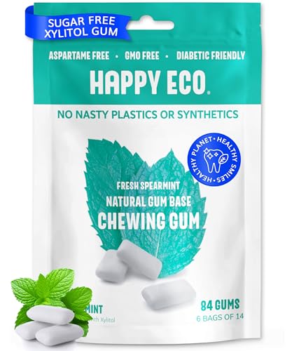 HAPPY ECO Sugar Free Natural Chewing Gum 6 Pack (84...