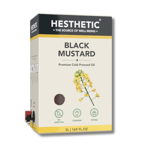 Image of HESTHETIC Cold Pressed Black Mustard (Rai) Oil 5L Bag-in-Box | Pure Kali Sarson Rai Ka Tel | Natural-Aroma Unrefined Cooking Oil for North Indian & Bengali Cuisine | German-Tech Single-Screw Press