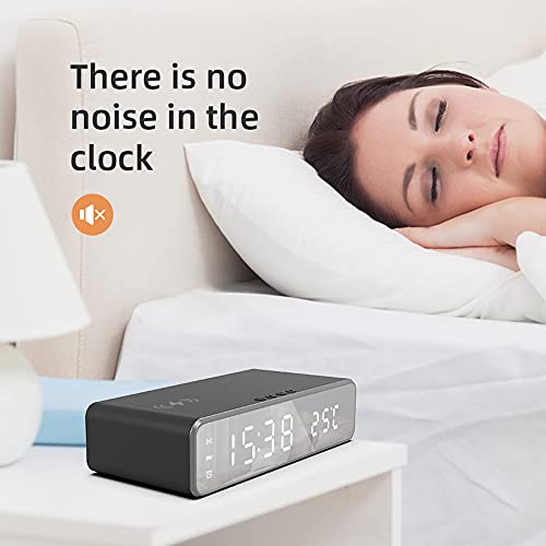 Lonferuo Led Smart Digital Alarm Clock With Wireless Charger, Thermometer And Time, Qi-Certified For Bedroom, Meeting, Travel, Homework And More (Silver) #TOP5
