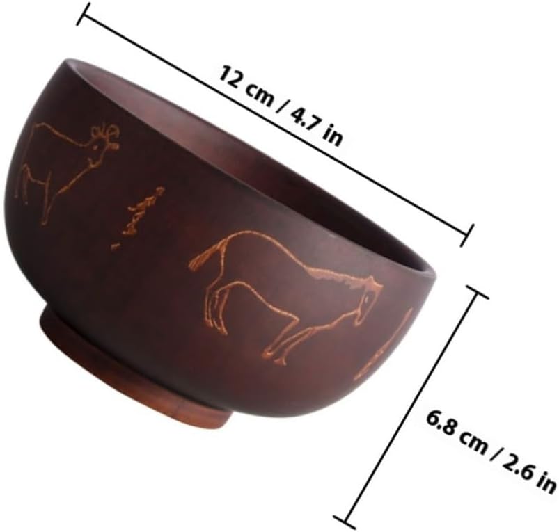 Wood Carving Bowl Ethnic Style Decorative Salad Bowl for Grain
