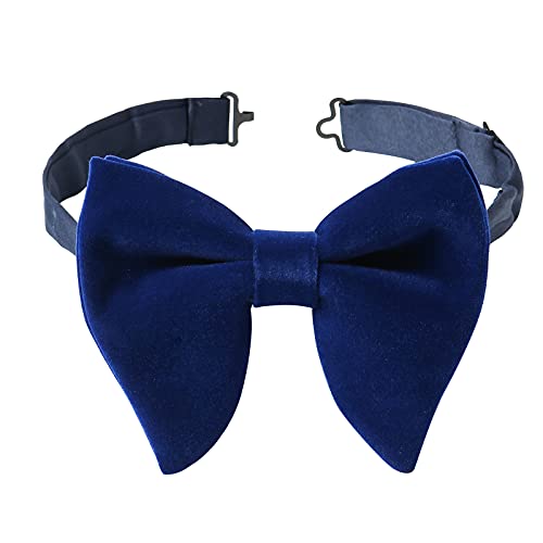 PACGOTH Bow Ties for Men Pre-Tie Bow Tie Vintage Tuxedo Oversized Velvet Bowtie Cufflinks Pocket Square Sets for Wedding & Party with gift Box (Marine) — view 3