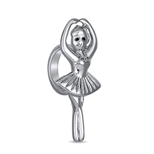 Dainty Prima Ballerina Ballet Dancer Charm Bead Pour Femmes Teen .925 Sterling Silver Fits European Bracelet