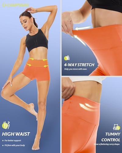 CAMPSNAIL Workout Biker Shorts Women - 3"/5"/8" High Waisted Tummy Control Spandex Booty Volleyball Shorts for Yoga Dance