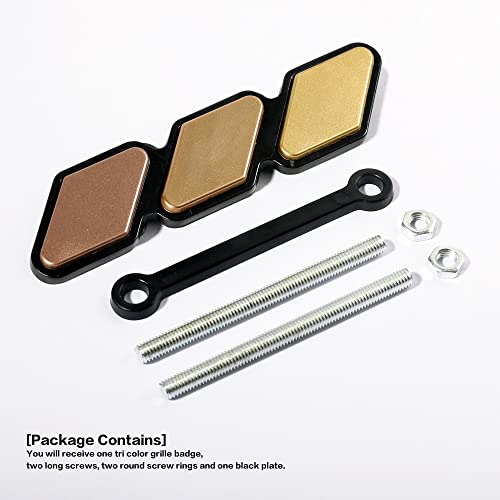 Image of Tri-Color Grille Badge Emblem Decoration Accessories,Tri Color Grille Badge Emblem Classic Retro Accessories,Compatible with Toyota 4Runner Tacoma Tundra and Other Mesh or Slotted Grille (Gold)