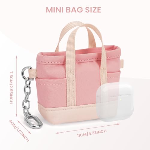 Image of Coin Purse Mini Tote Bag Keychain Small Change Purse Key Pouch Charm Pink Cute Makeup Bag Wallets Accessories for Handbags