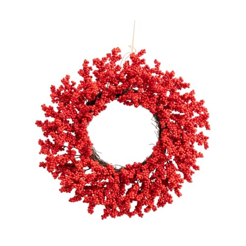 perfk Roter Beerenkranz für die Tür, Weihnachtskranz, 50 cm,...
