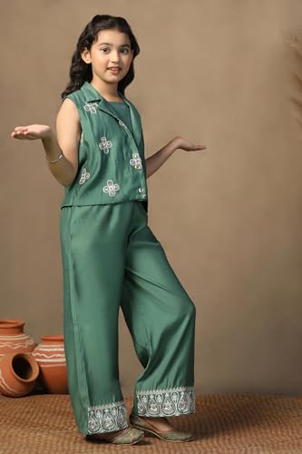 Image of Fashion Dream Girls Chanderi Ethnic Top & Palazzo Set|Indo Western Set|Salwar Suit