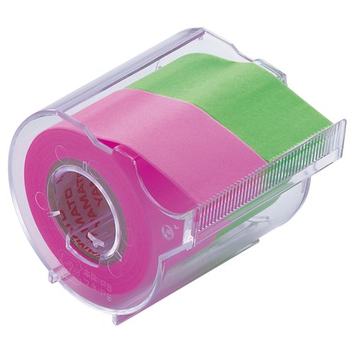 Image of Yamato Memoc Roll Tape, Self-Stick Memo Paper Tape, with Tape Dispenser, 25mm x 10m, 2-Color Set, Rose & Lime, 1 ea. (NORK-25CH-6B)