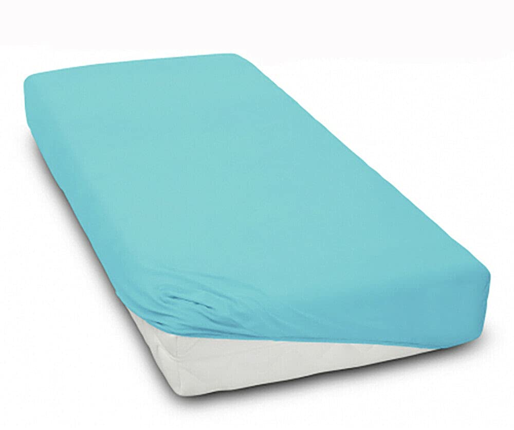 Baby Mam Blue Super Soft Fitted Sheet Jersey Stretchy 100% Cotton Fit Cot 120X60cm