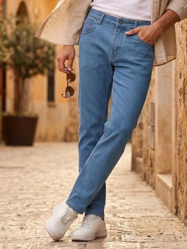 Image of Urbano Fashion Men's Slim Fit Mid Rise Washed Jeans Stretchable