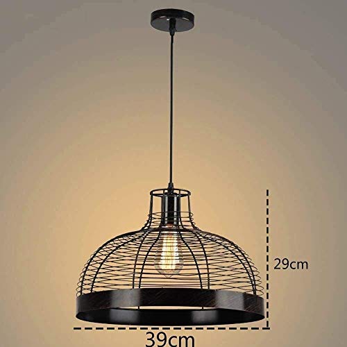 Suspension industrielle E27 en fer forgé et métal géométrique noir - 6