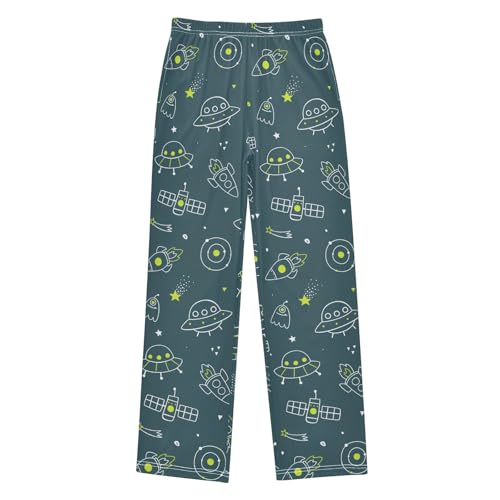 ZZKKO Cosmic Spaceship Outline Boys Pants for Kids Jogger Pants with Pockets S-XL