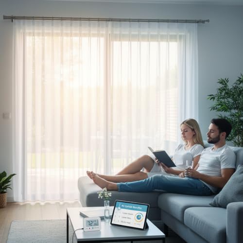 Image of STITCHNEST PVC Transparent AC Curtain | Waterproof Door Curtain | Quick Water Release | Dust & Insect Protection | Energy Saving Cooling Barrier | 9 Feet (Pack of 1)