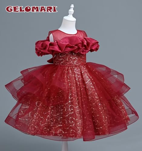 Girls Sequin Dress Sparkly Flower Girl Dress Pageant Girl Dress Wedding Party Birthday Ball Gown 5-12Y2