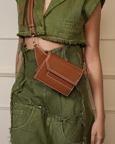 Image of JENN Women's Crossbody Erryn Shoulder Bag and Fanny Pack | Adjustable Strap, Lightweight Sling Purse with Zipper Pockets | Compact Everyday Handbag for Travel and Casual Use