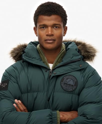Superdry Para Hombre. M5012208A Parka Larga Everest Baffled Verde (M), Casual, PoliéSter - 4