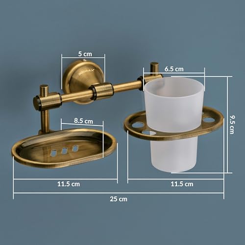 Image of Plantex (Primax) Niko Stainless Steel 304 Grade 2in1 Soap Dish with Tumbler Holder /Soap Stand /Tooth Brush Holder /Bathroom Accessories (Brass Antique)