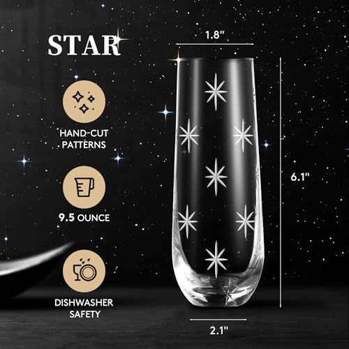 Copas de champán sin tallo elegantes copas de cristal estables para cava 3
