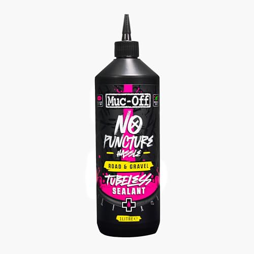 Muc-Off No Puncture Hassle Road & Gravel Tubeless Sealant, 1 Liter - for Bicycle Puncture Repair - Durable Bike Tire Sealant for Road, Gravel, Commuter and XC Bikes