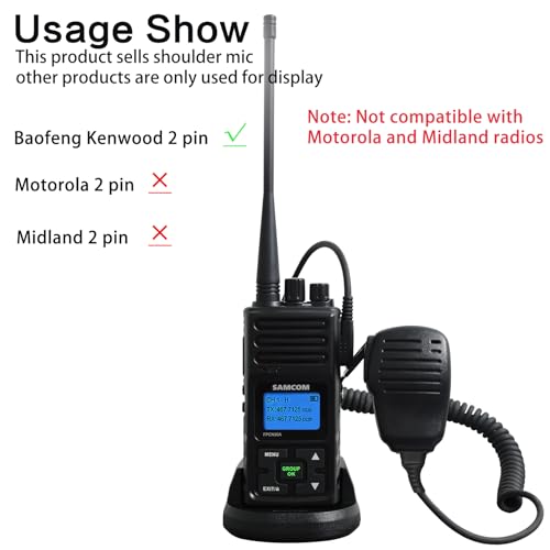 Image of SAMCOM Shoulder Mic of Walkie Talkies, Two Way Radio Speaker Microphone, Handheld Walkie Talkie Microphone for Most 2 Way Radios, 2 Pin Radio Mic with PTT (2 Pack)
