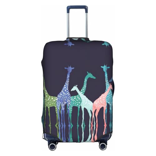 Housse de bagage anti-rayures pour valise Large motif girafe colorée blanche