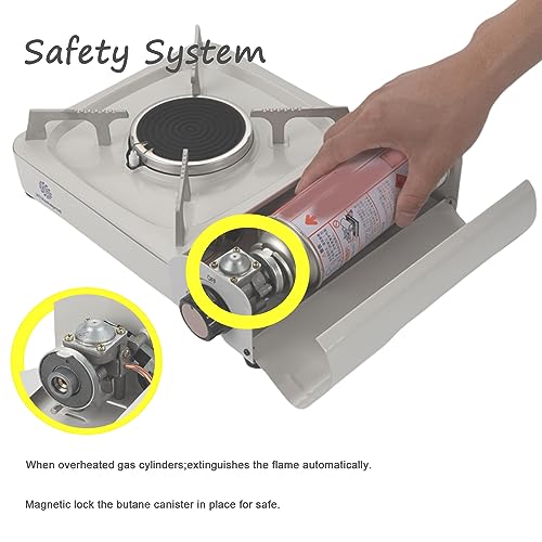 Portable Camping Stove Windproof Infrared Butane Burner Fuel Cooker Outdoor Hiking Picnic Compact Stoves White Color With Carry Box - Image 5