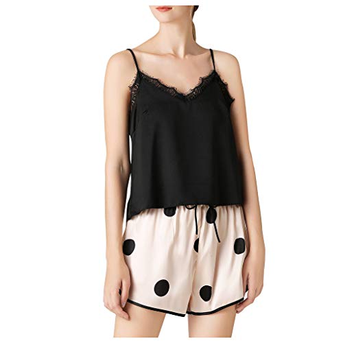 Nsqfkall women sleepwear sleeveless strap nightwear lace trim sat…