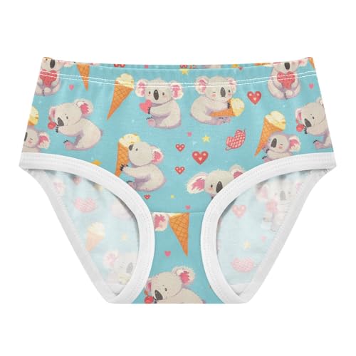 Wusikd Koala Bear Ice Cream Girls' Underwear Cotton Heartsstars Girls Briefs Soft Toddler Underwear 2T